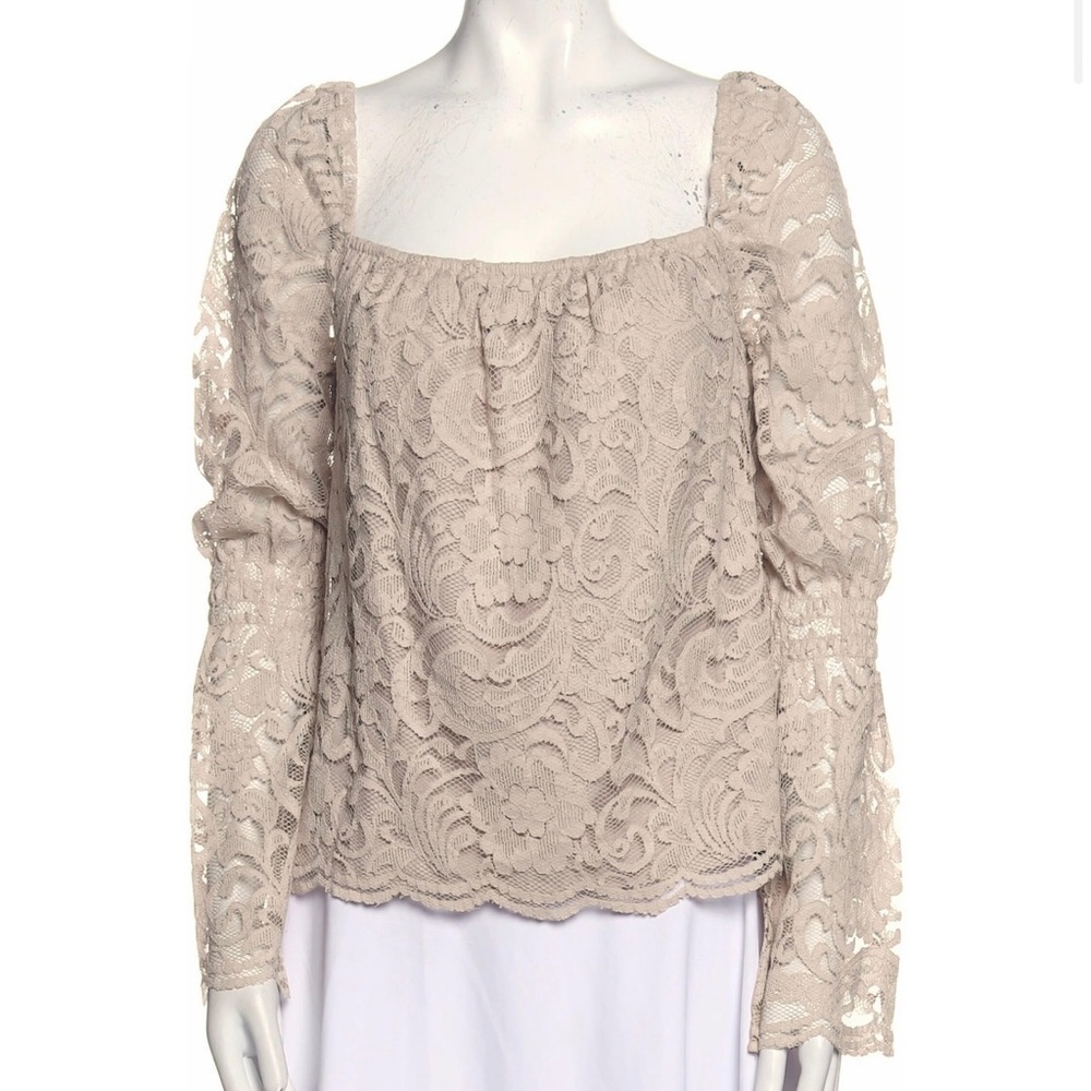 Cupcakes & Cashmere Blouse Cream Size Small NWT Lace Cottagecore Long Sleeve